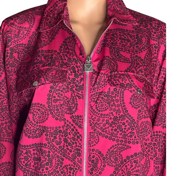 Michael Kors Floral Paisley zip up top in azalea women's size large nwot - Picture 2 of 4